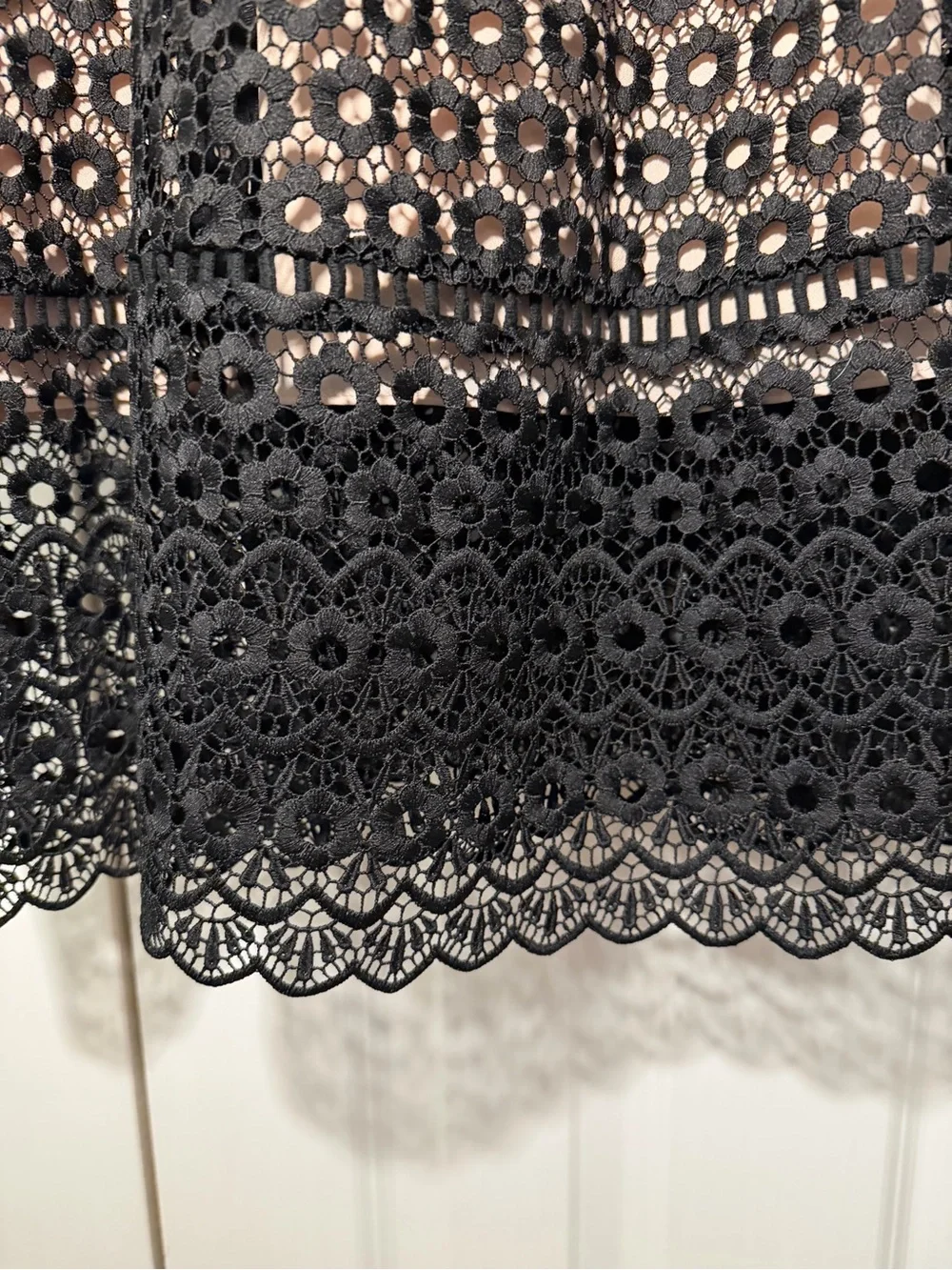 J. Crew Black Lace Midi Dress with Nude Lining